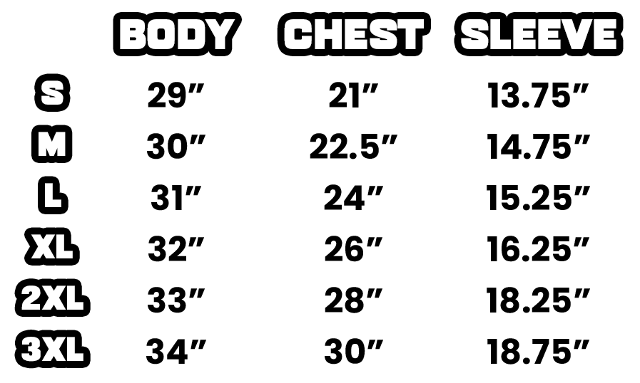  Size Chart